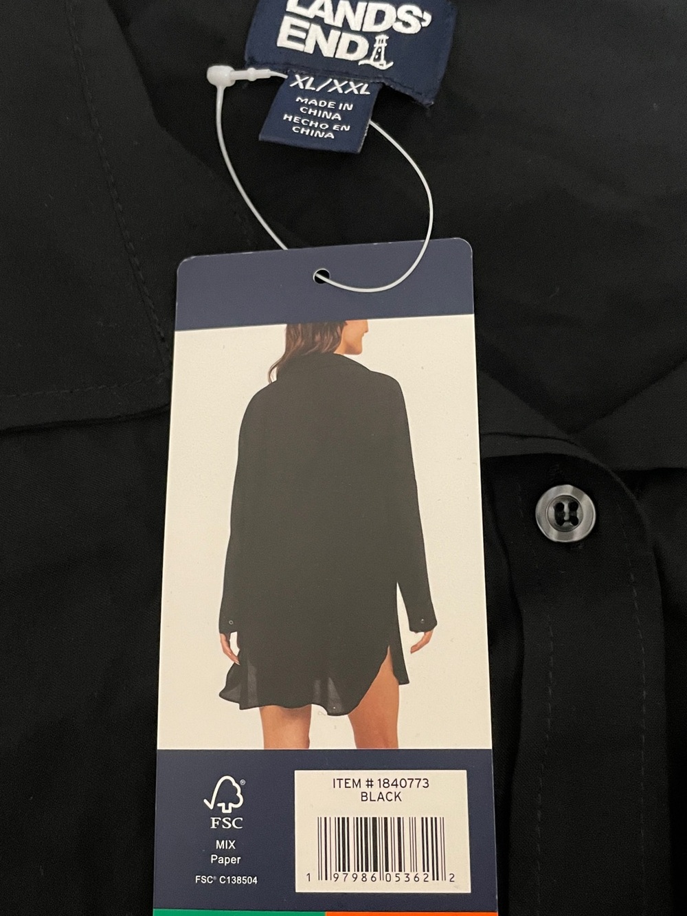 Lands' End Black Lightweight Shirt Dress